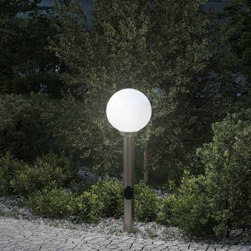 Lampada a paletto con presa elettrica 80 cm Acciaio Inox IP44