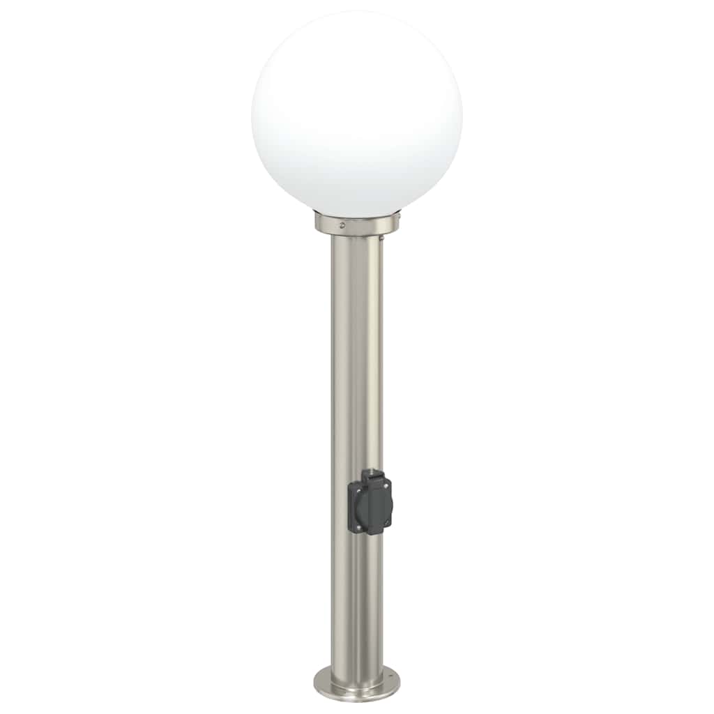 Lampada a paletto con presa elettrica 80 cm Acciaio Inox IP44