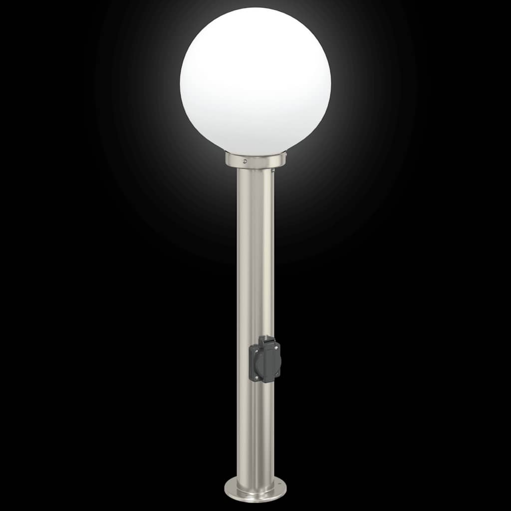 Lampada a paletto con presa elettrica 80 cm Acciaio Inox IP44