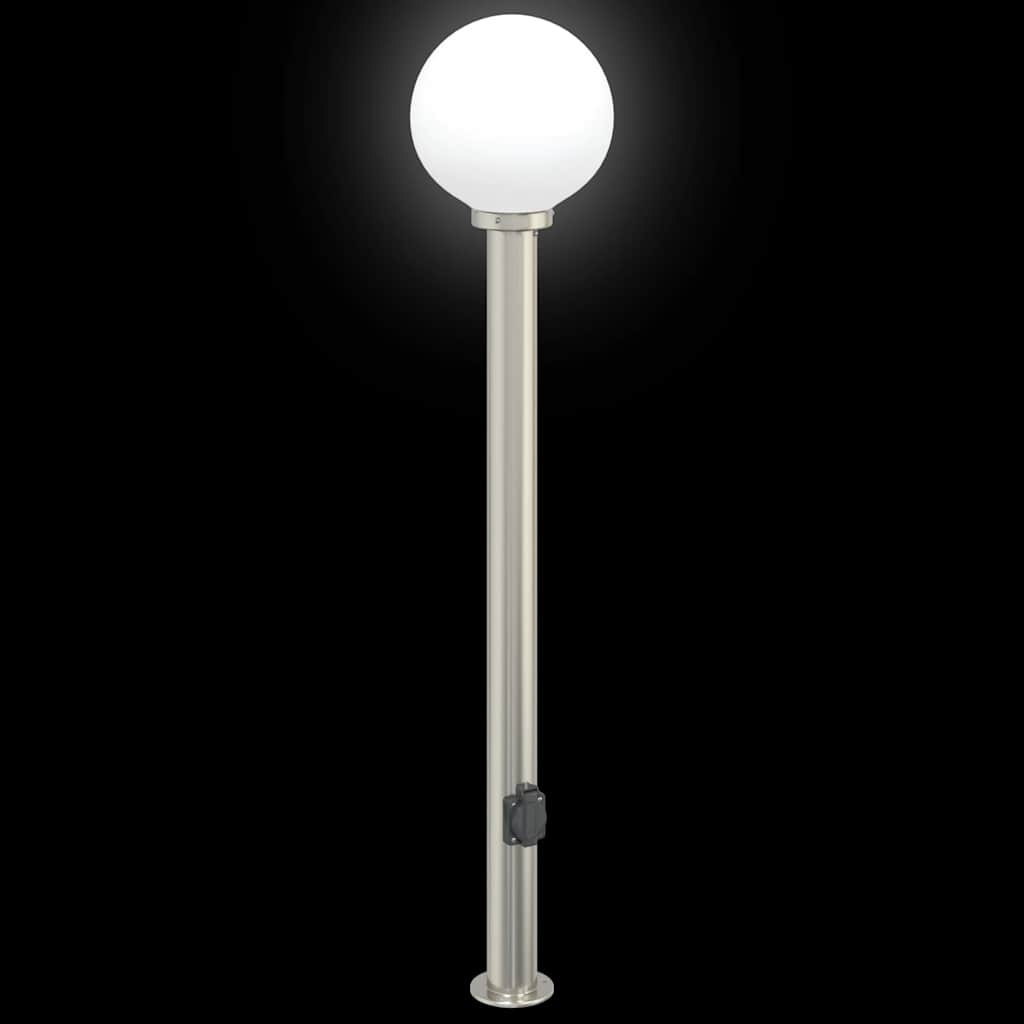 Lampioni a colonnina con presa elettrica 3 pz 120 cm Acciaio Inox IP44