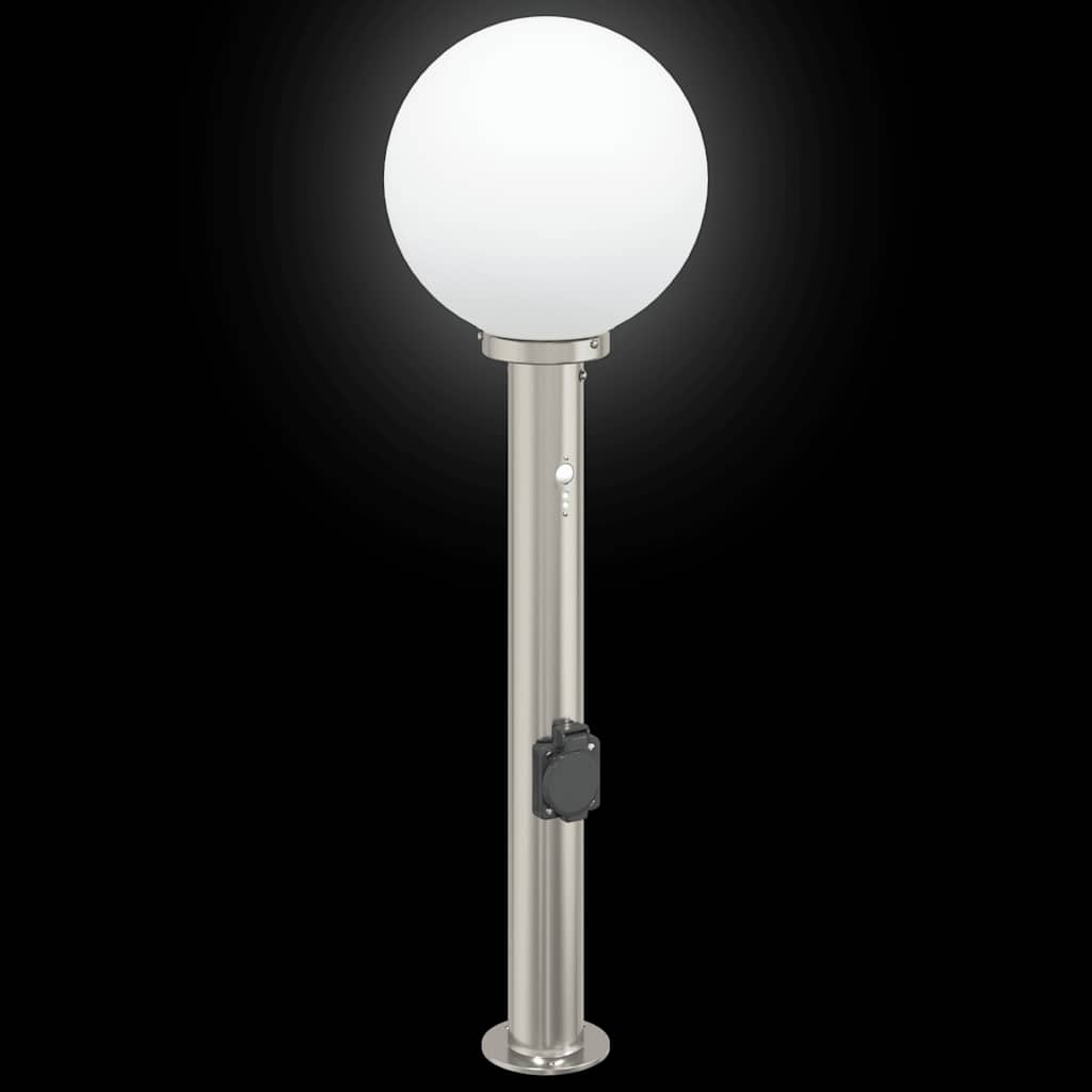 Lampada a paletto con sensore e presa 80 cm Acciaio Inox IP44