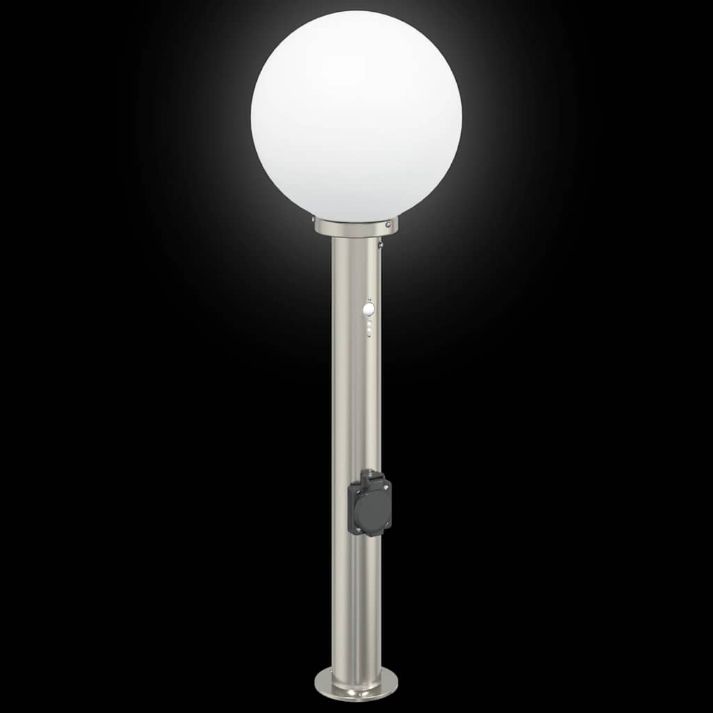 Lampioni a dissuasore con sensore e presa 3 pz 80 cm Acciaio Inox IP44