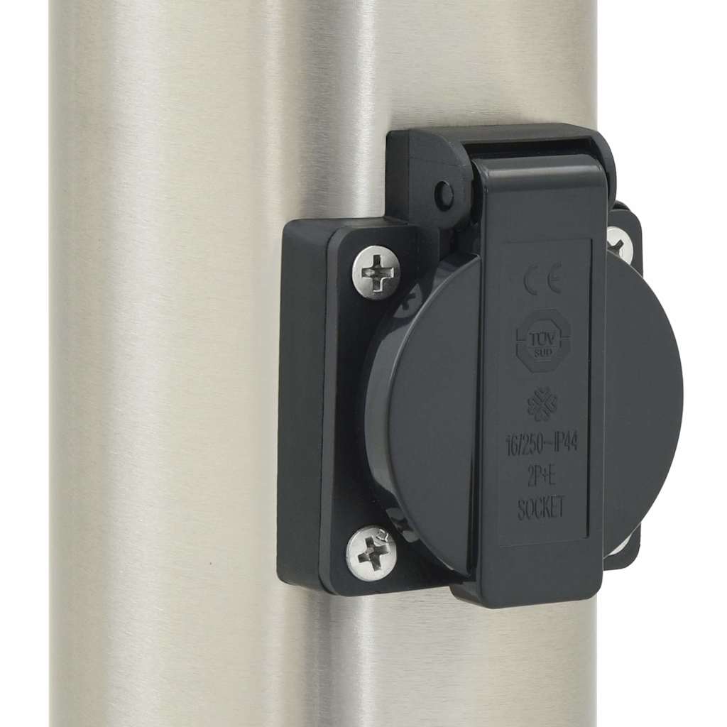 Lampioni a dissuasore con sensore e presa 3 pz 80 cm Acciaio Inox IP44