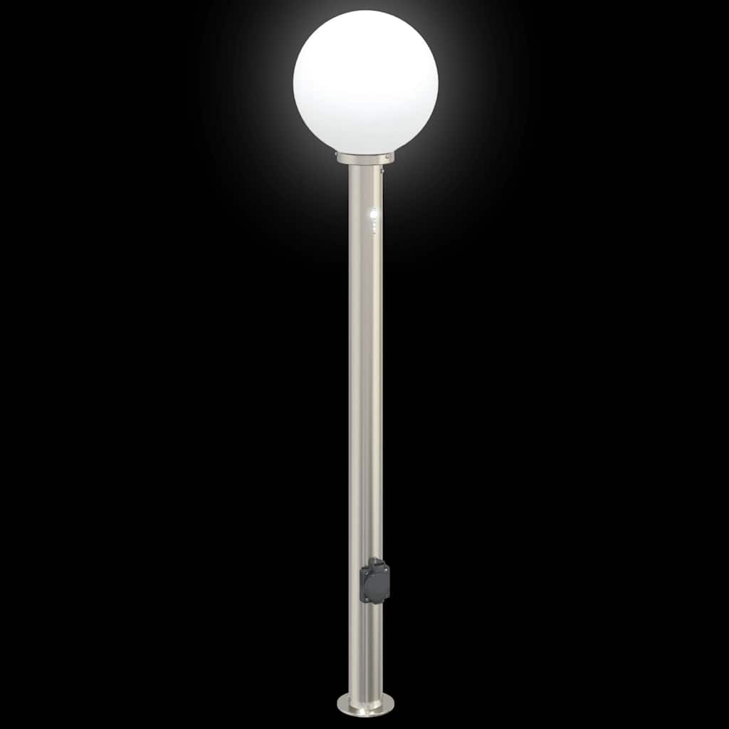 Lampada a paletto con sensore e presa 120 cm Acciaio Inox IP44