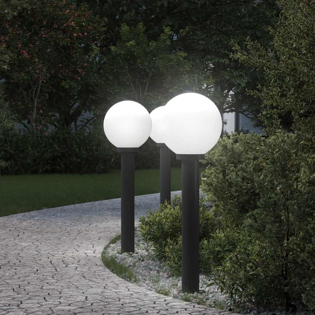 Lampioni a palo 3 pz 80 cm Nero IP44