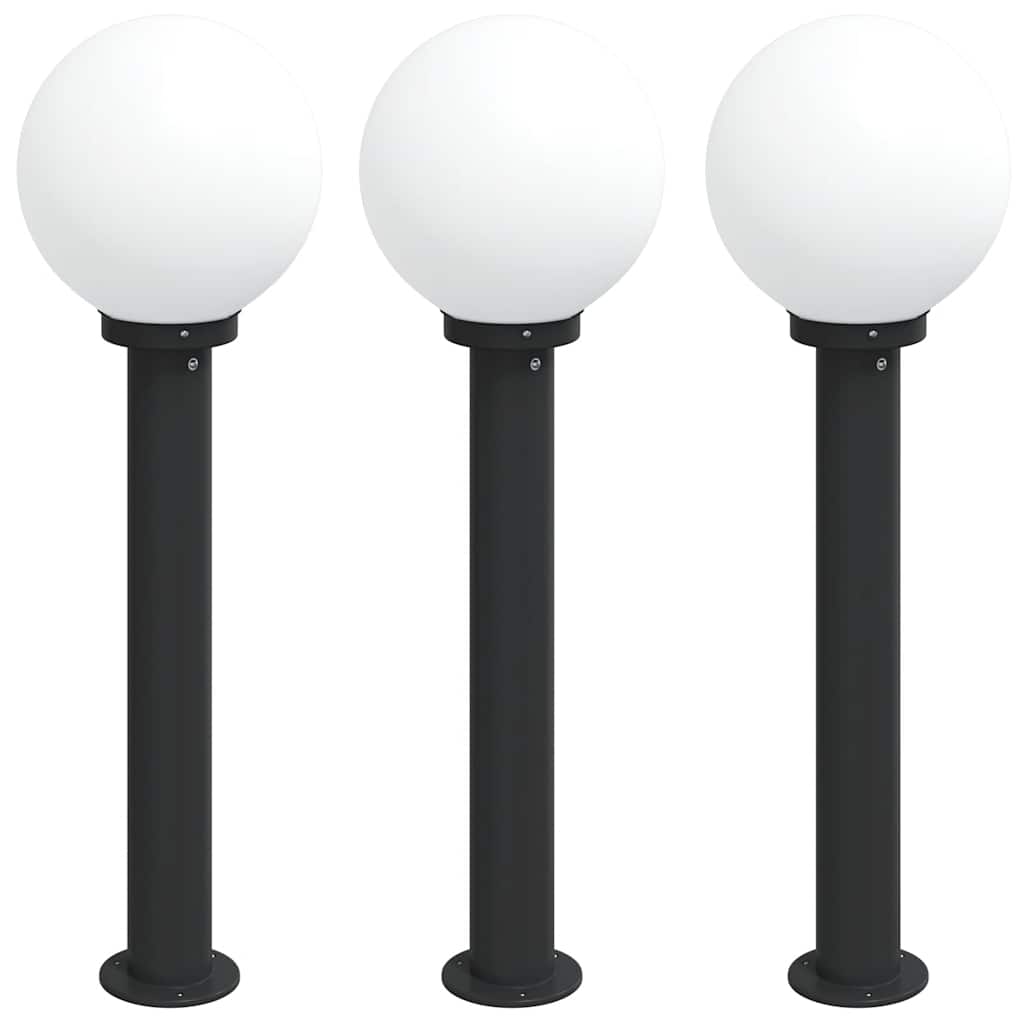 Lampioni a palo 3 pz 80 cm Nero IP44