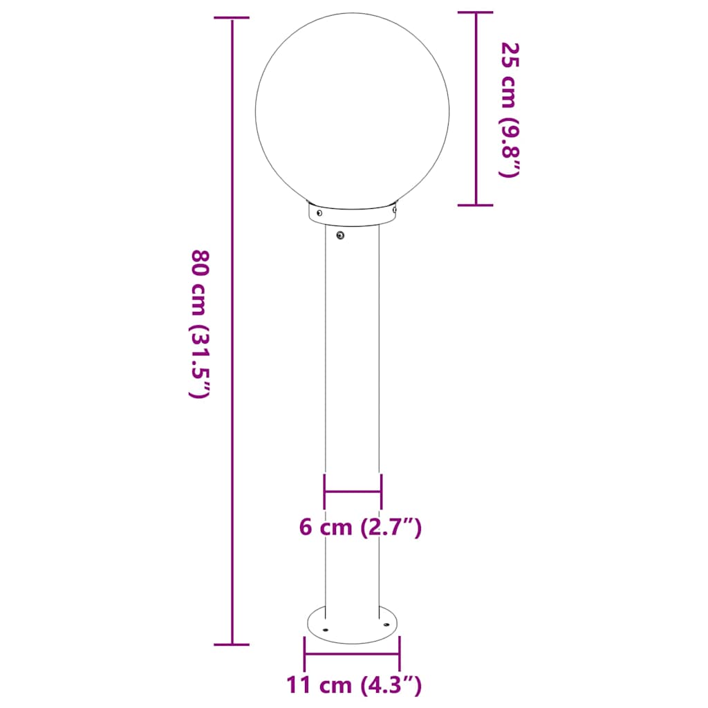 Lampioni a palo 3 pz 80 cm Nero IP44