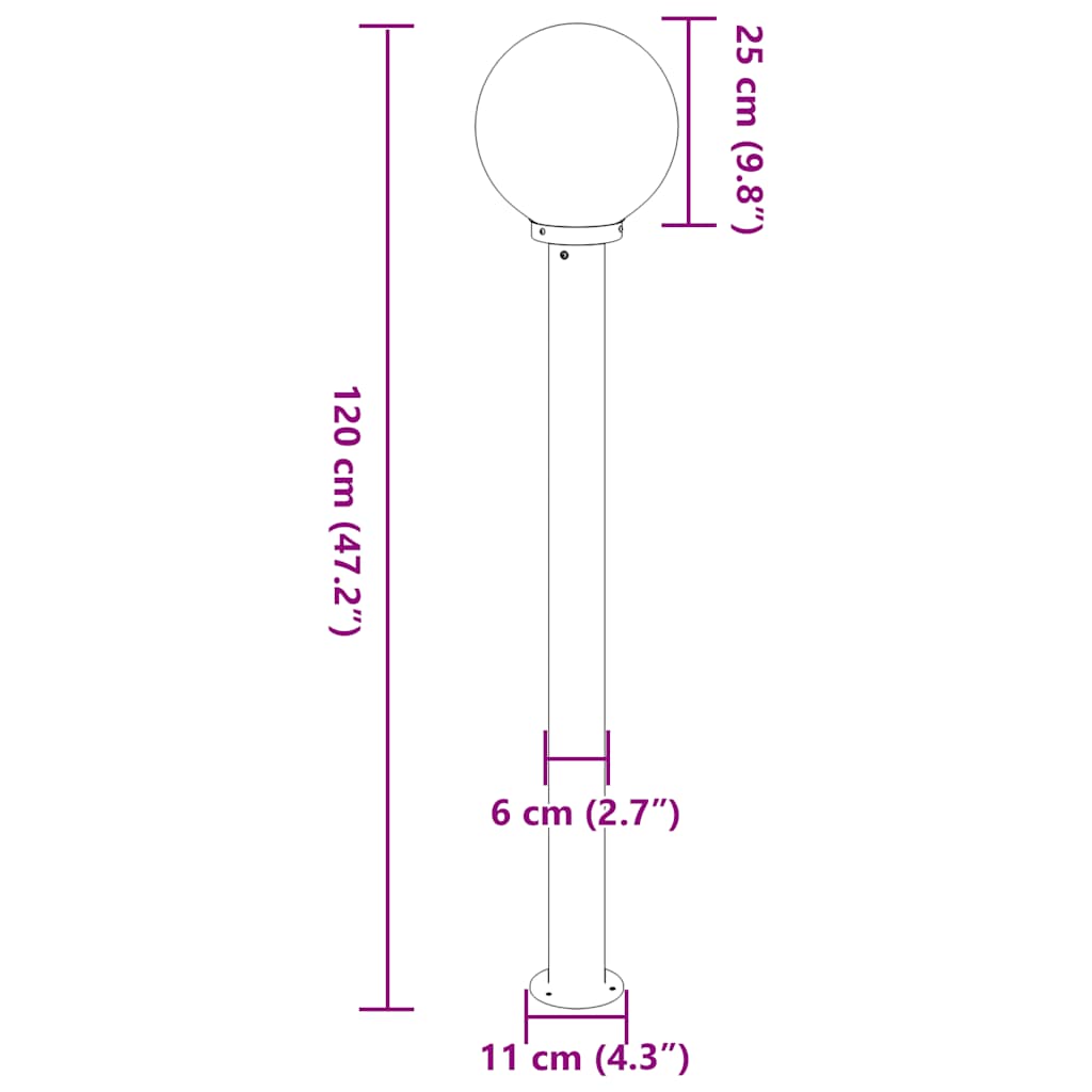 Lampada a paletto 120 cm Nero IP44