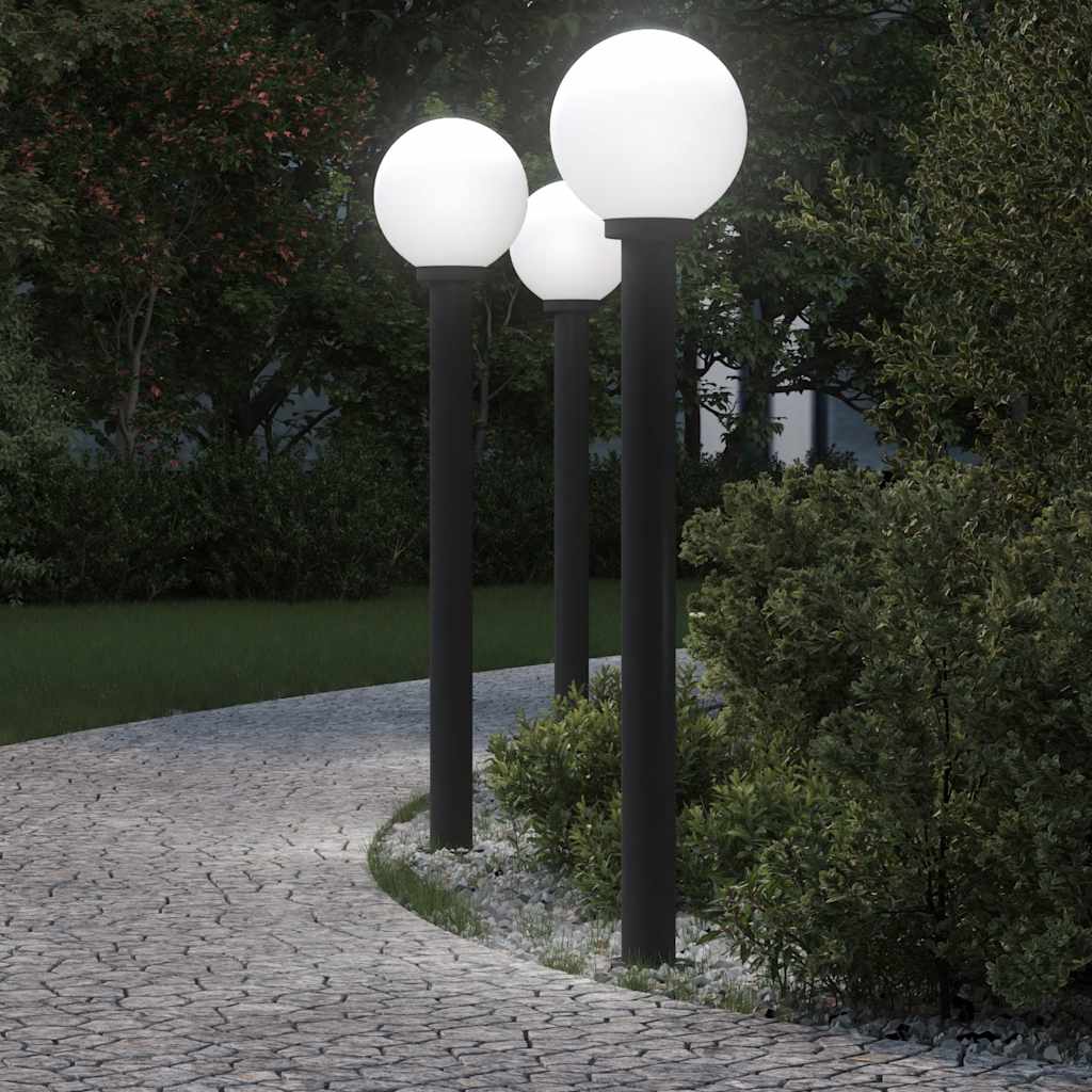 Lampioni a palo 3 pz 120 cm Nero IP44
