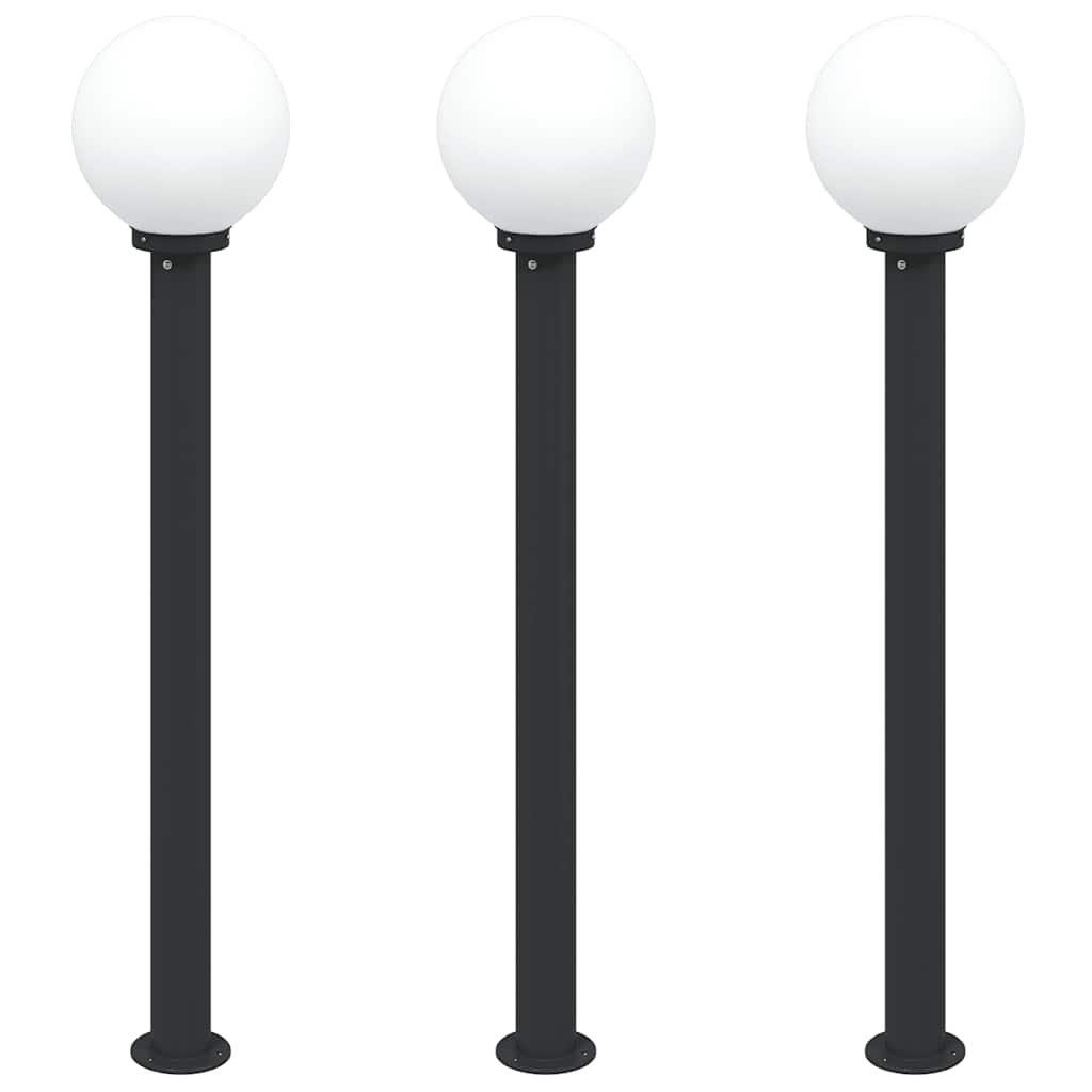 Lampioni a palo 3 pz 120 cm Nero IP44
