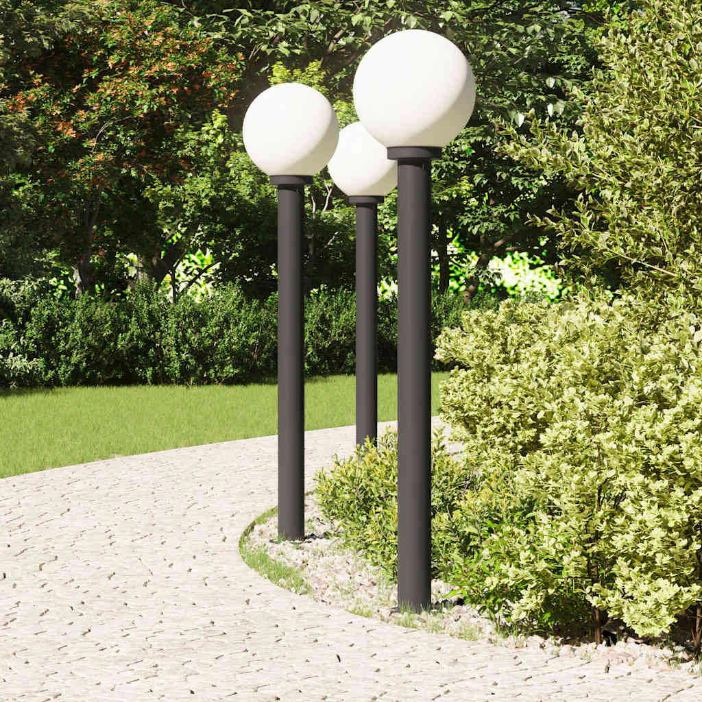 Lampioni a palo 3 pz 120 cm Nero IP44