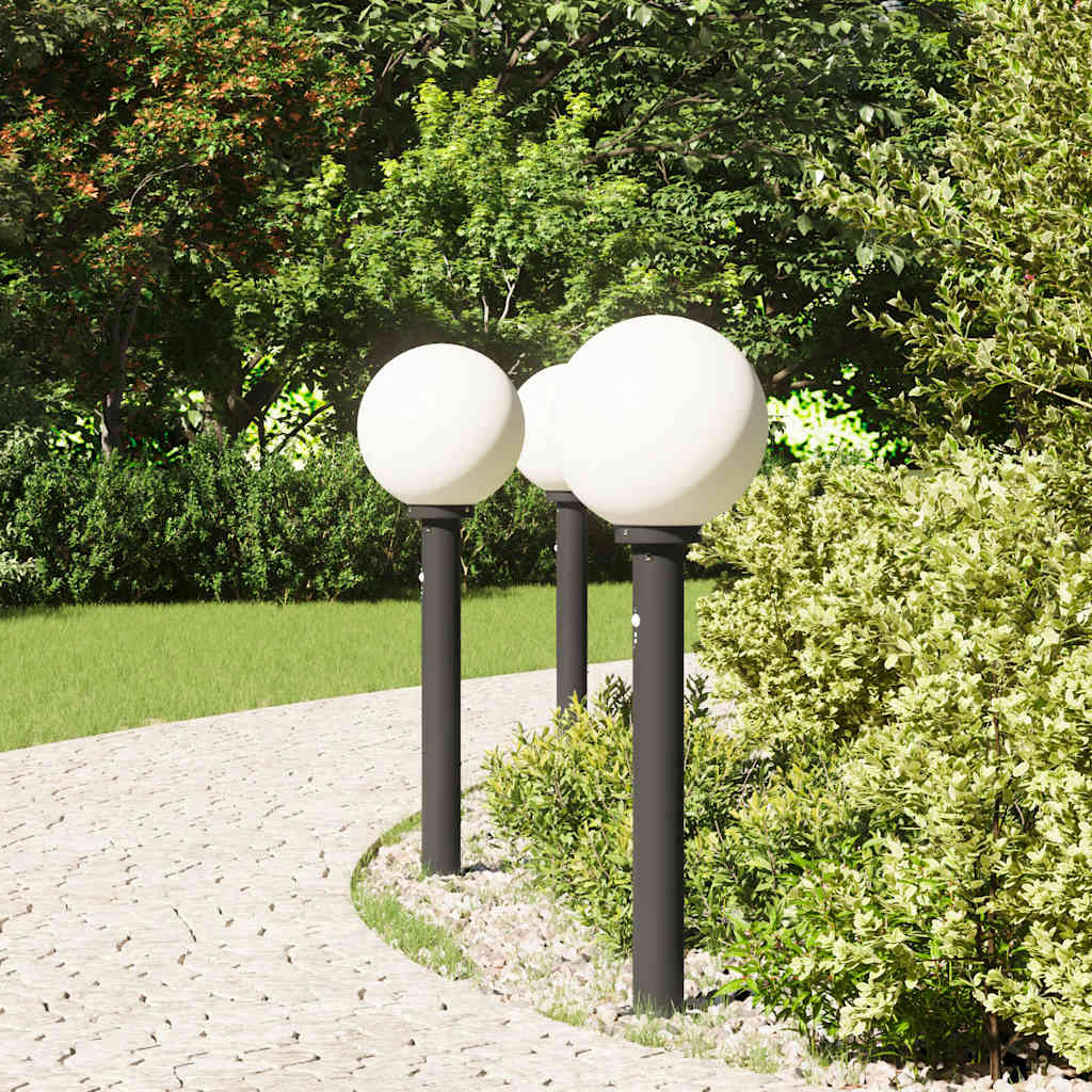 Lampioni a paletto con sensore 3 pz 80 cm neri IP44
