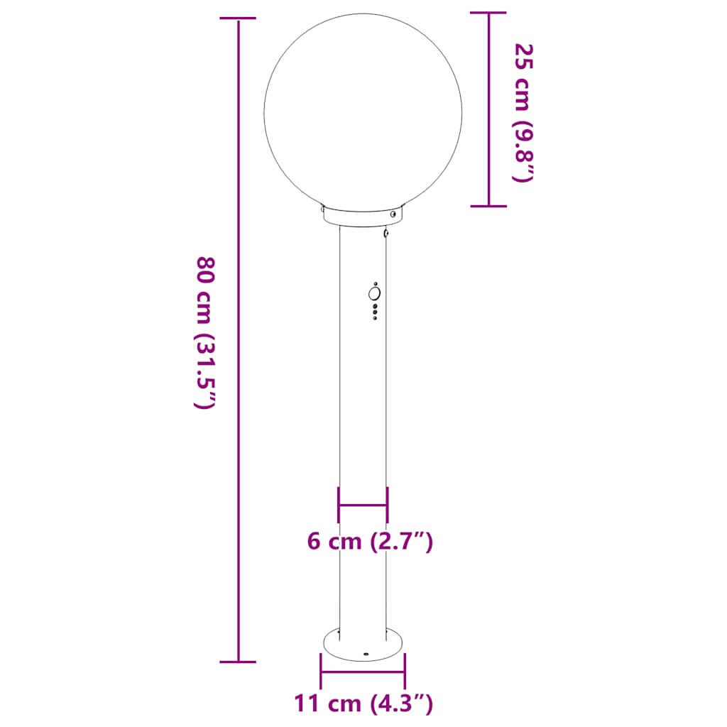 Lampioni a paletto con sensore 3 pz 80 cm neri IP44