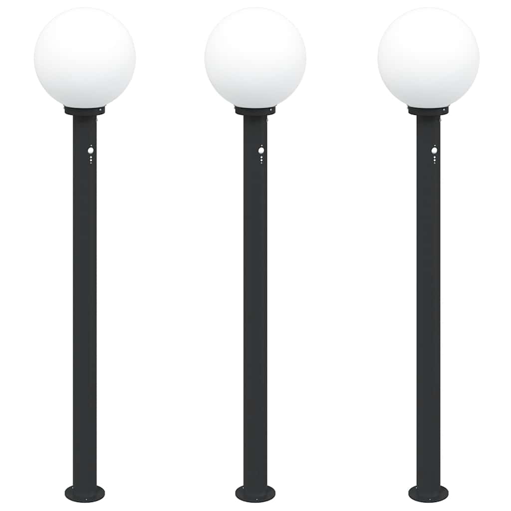 Lampioni a paletto con sensore 3 pz 120 cm neri IP44