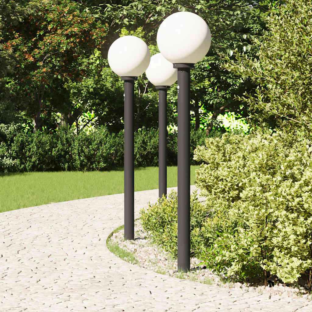 Lampioni a paletto con sensore 3 pz 120 cm neri IP44