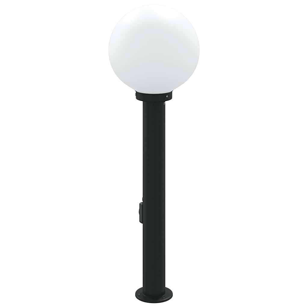 Lampada a paletto con presa elettrica 80 cm Nera IP44