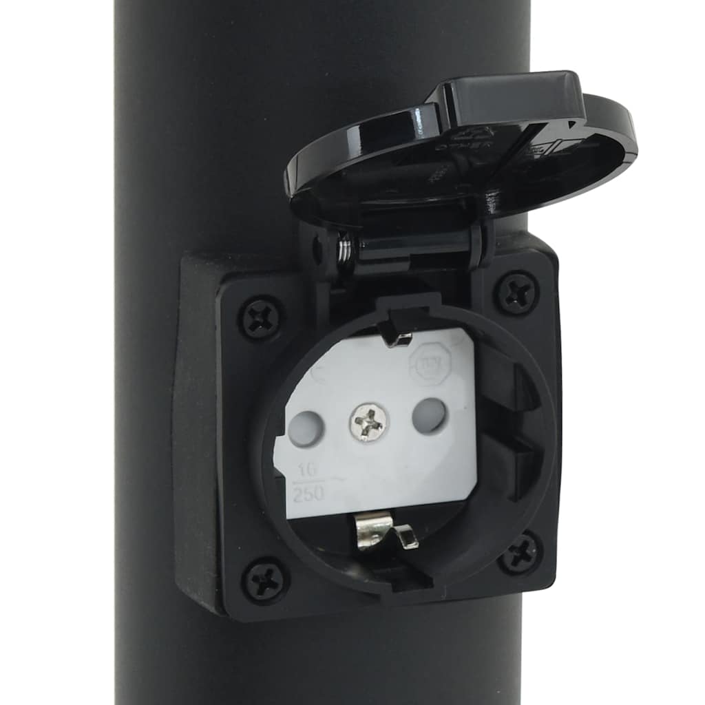 Lampada a paletto con presa elettrica 80 cm Nera IP44