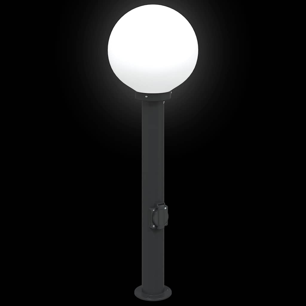 Lampioni a palo con presa elettrica 3 pz 80 cm Nero IP44