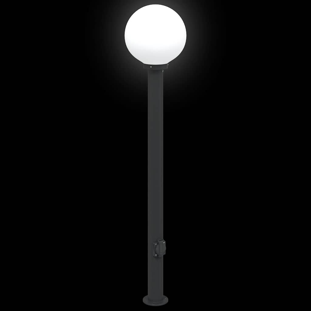 Lampioni a palo con presa elettrica 3 pz 120 cm Nero IP44