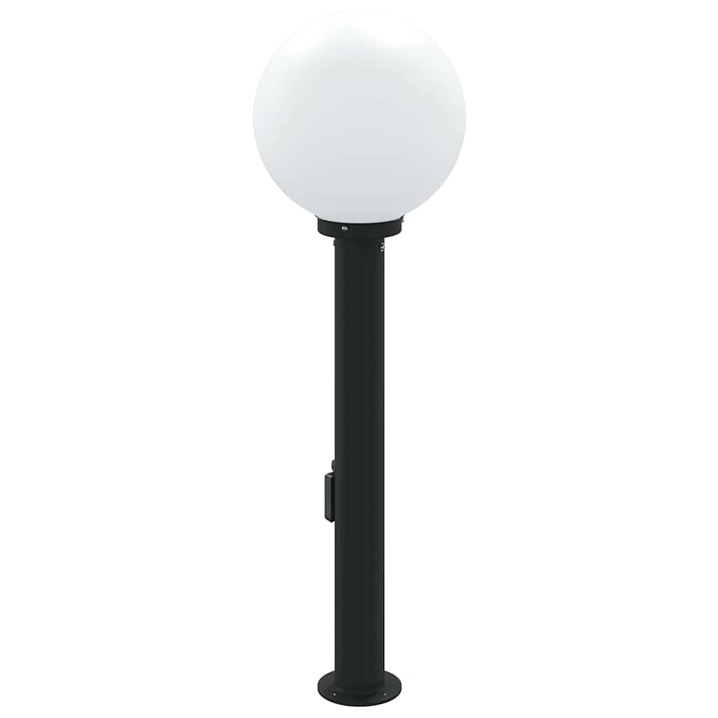 Lampada a paletto con sensore e presa 80 cm Nera IP44