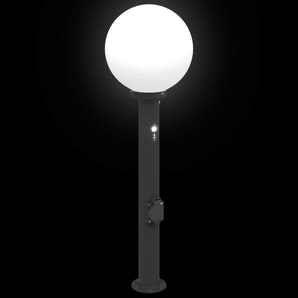 Lampada a paletto con sensore e presa 80 cm Nera IP44