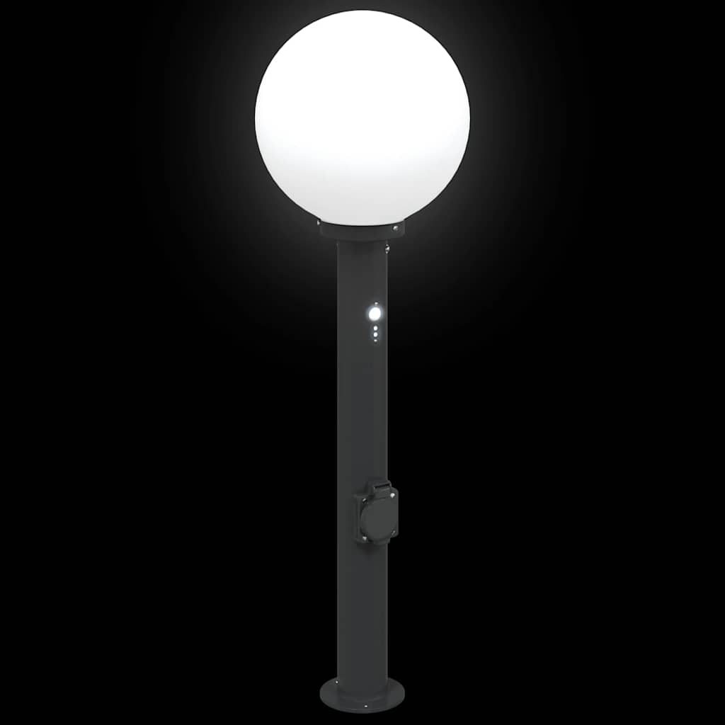 Lampioni a paletto con sensore e presa 3 pz 80 cm neri IP44