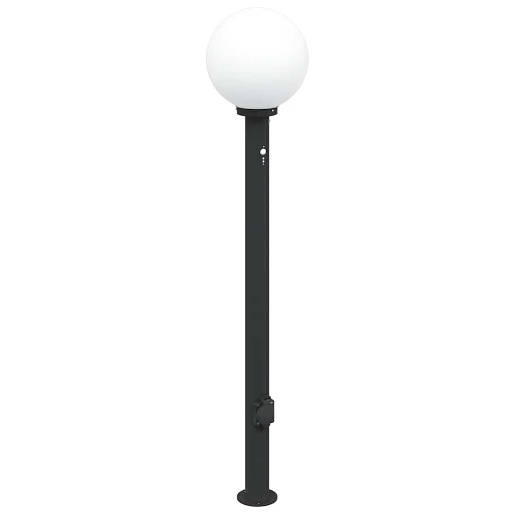Lampada a paletto con sensore e presa 120 cm Nera IP44