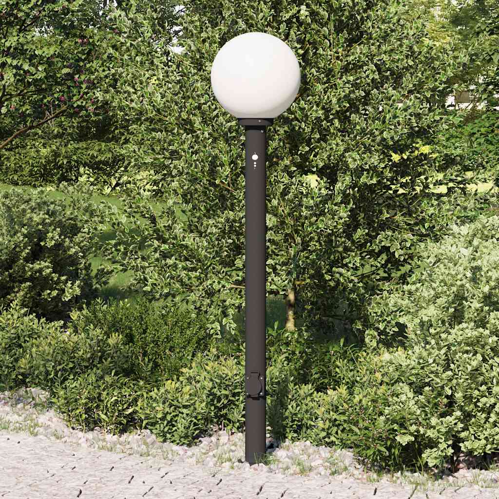 Lampada a paletto con sensore e presa 120 cm Nera IP44