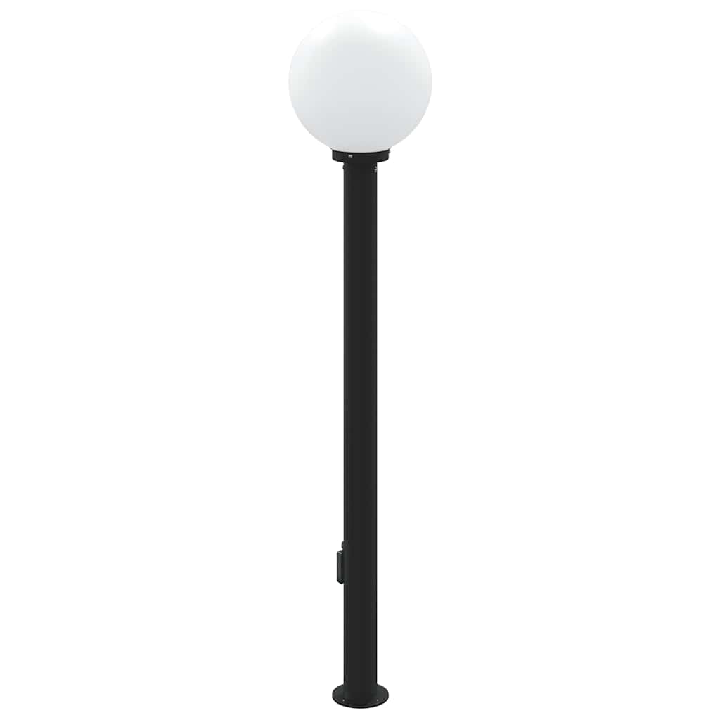 Lampada a paletto con sensore e presa 120 cm Nera IP44