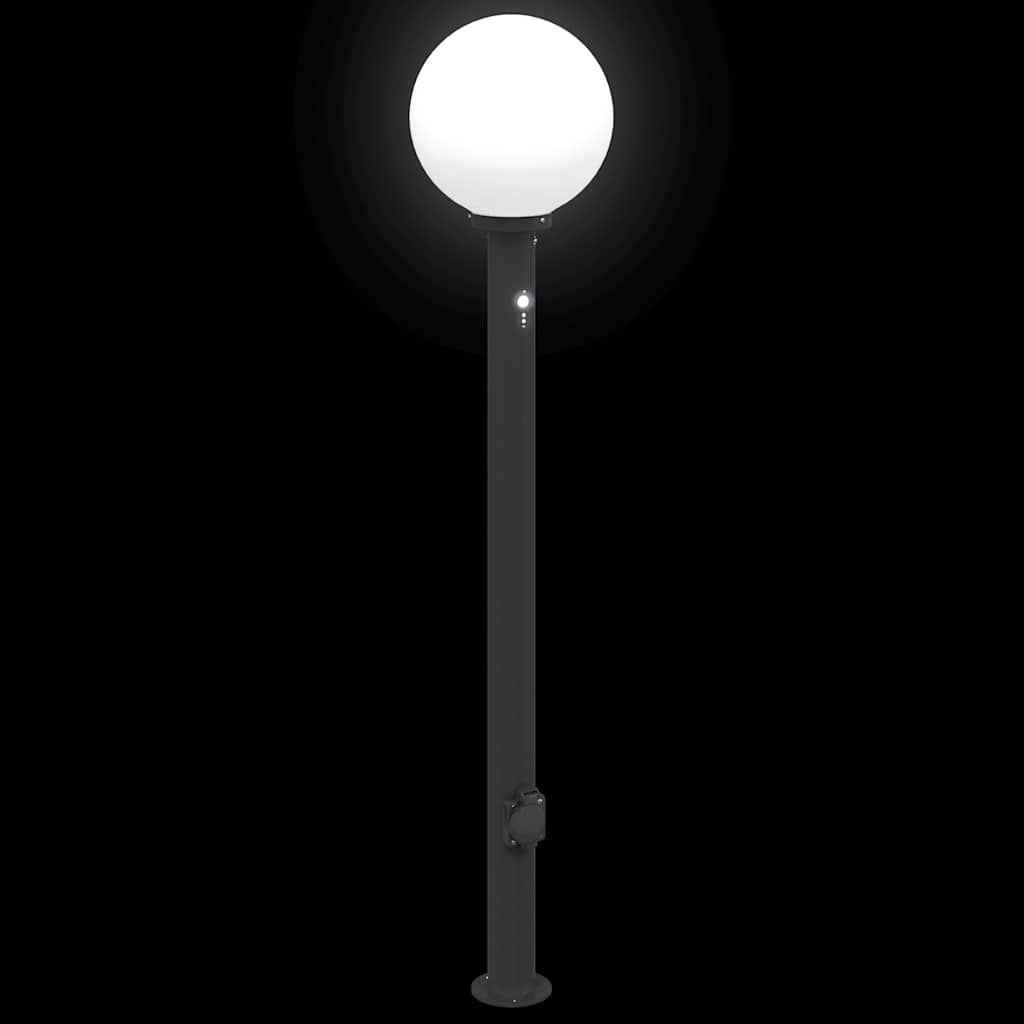 Lampada a paletto con sensore e presa 120 cm Nera IP44