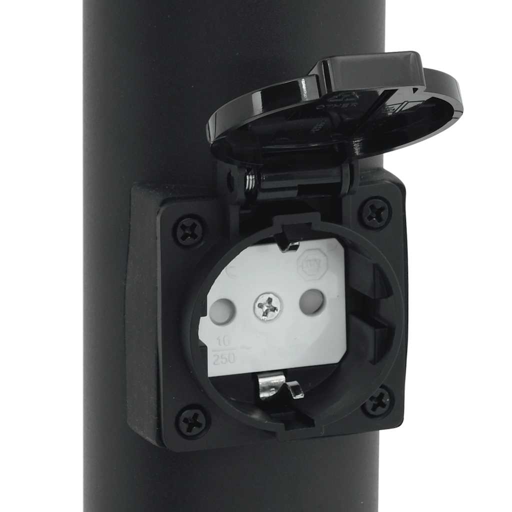 Lampada a paletto con sensore e presa 120 cm Nera IP44