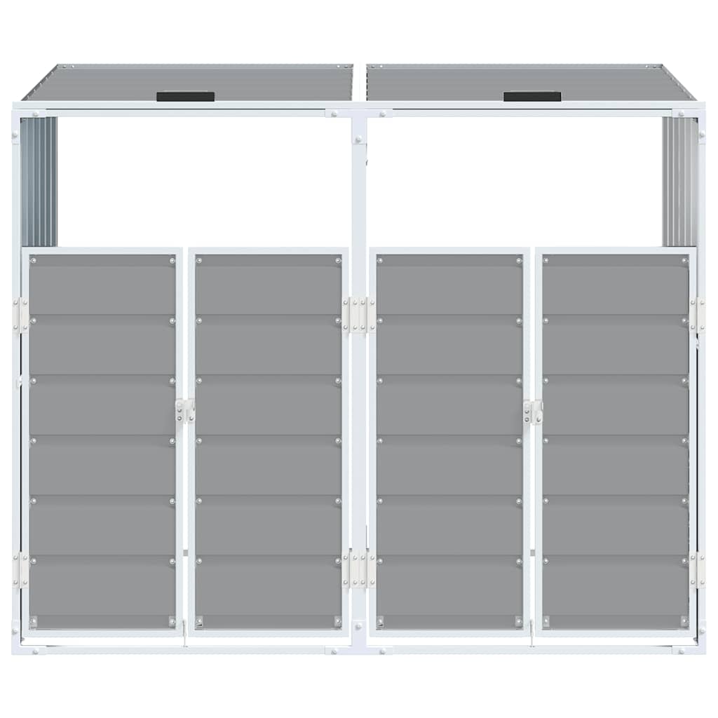 Copribidone con Ruote per 2 Bidoni Grigio 144x81x113 cm Acciaio