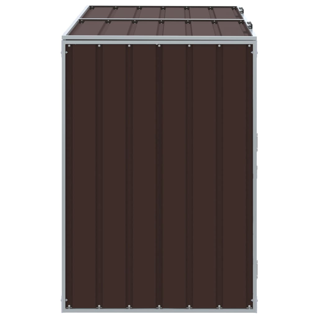 Copribidone con Ruote per 2 Bidoni Marrone 144x81x113cm Acciaio