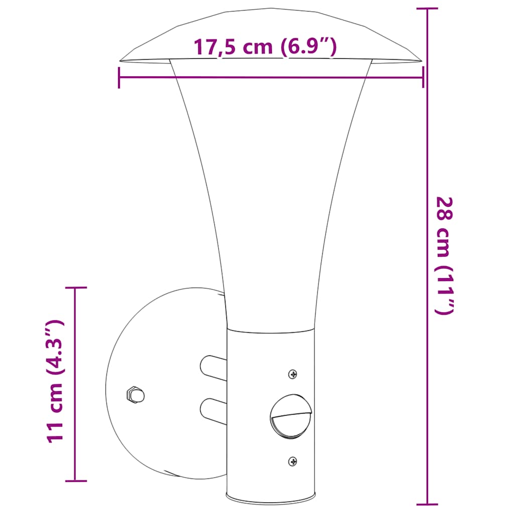 Applique per Esterno con Sensore 2 pz Nere in Acciaio Inox