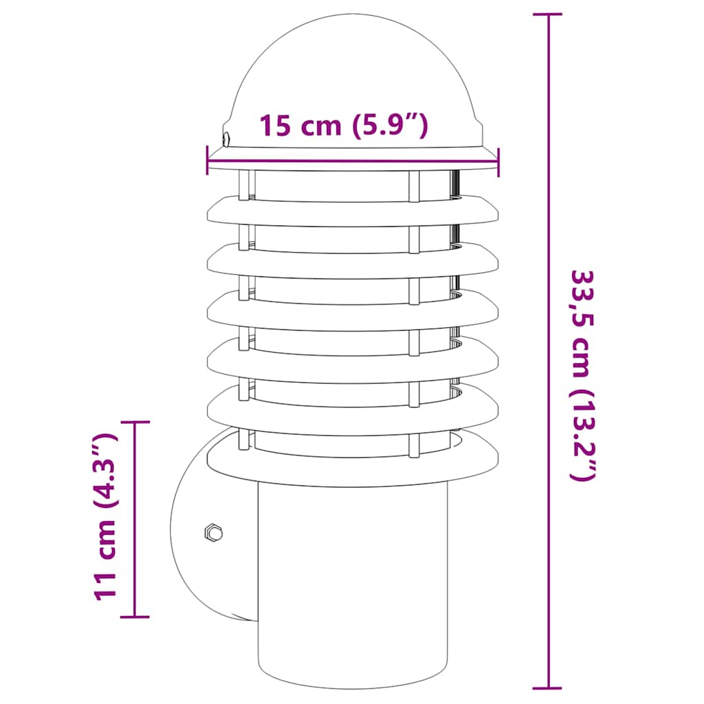 Applique da Esterno 2 pz Nere in Acciaio Inossidabile