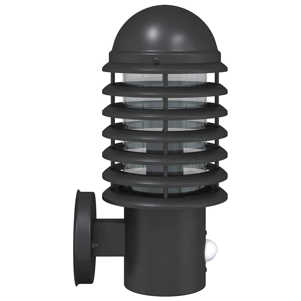 Applique per Esterno con Sensore 2 pz Nere in Acciaio Inox