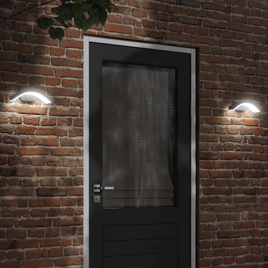 Applique per Esterni con LED 2 pz Nere Alluminio Pressofuso