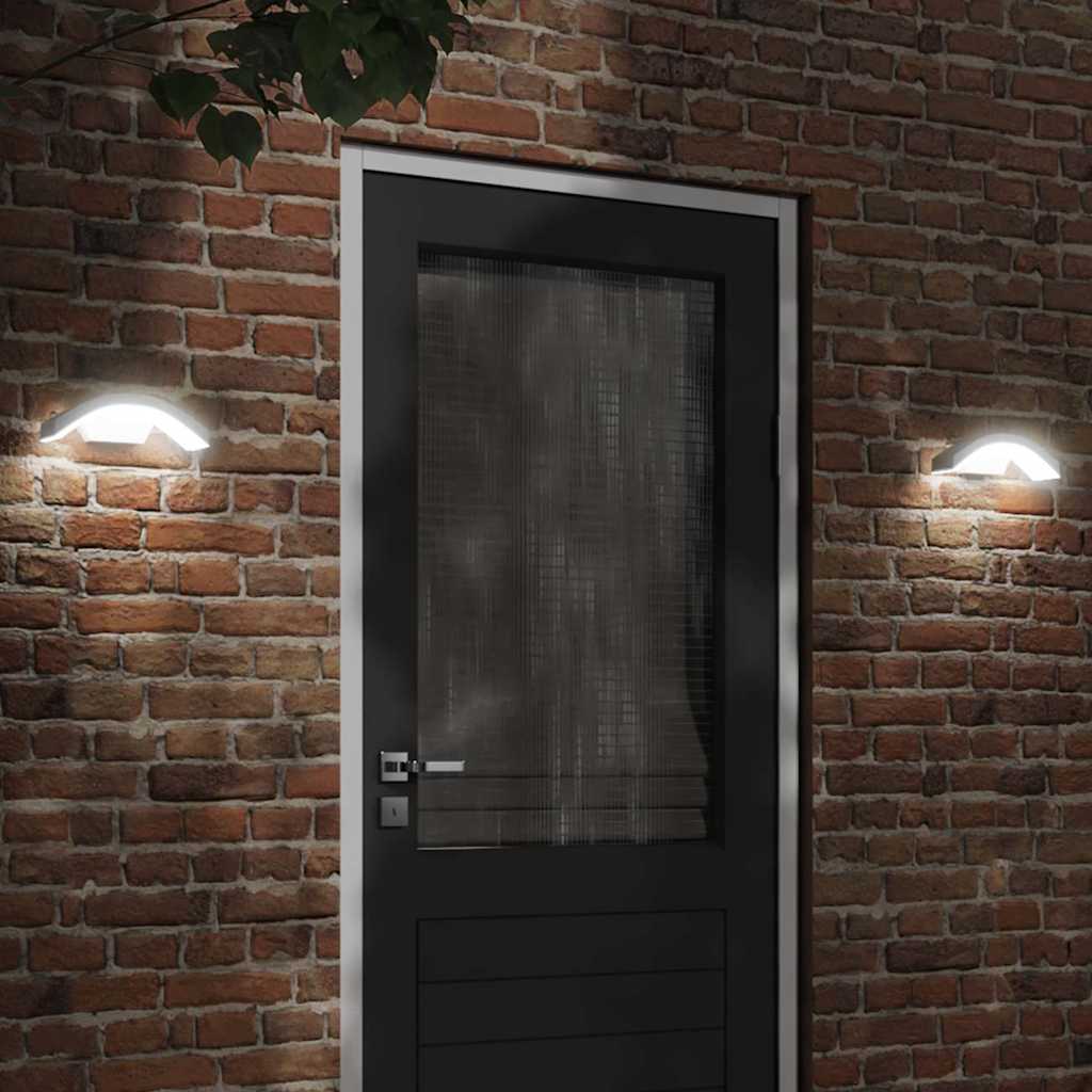 Applique con LED e Sensore 2 pz Bianche in Alluminio Pressofuso