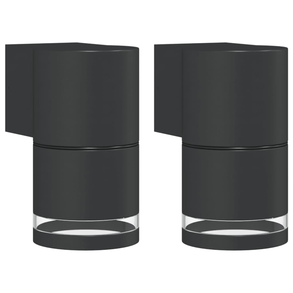 Applique da Parete per Esterni 2 pz Nere Alluminio Pressofuso