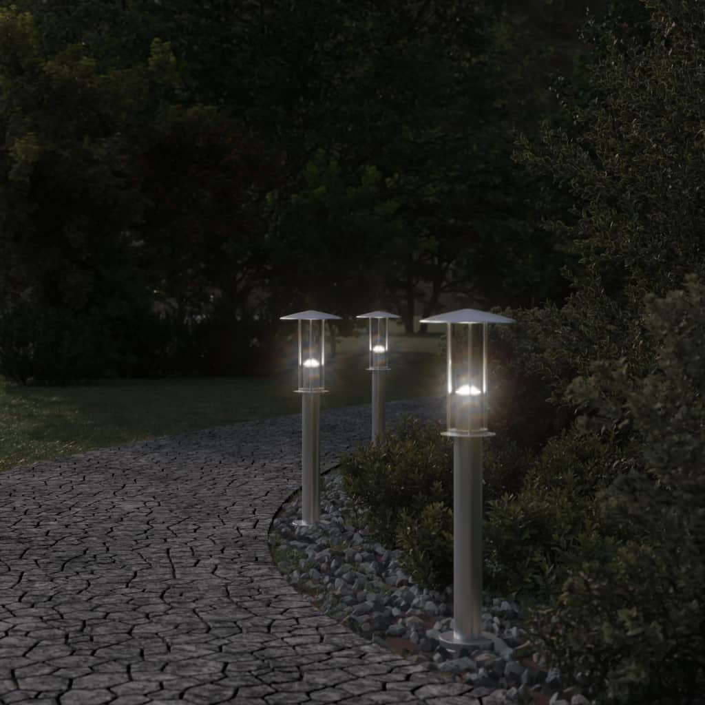 Lampada da Terra per Esterni Argento 60 cm in Acciaio Inox