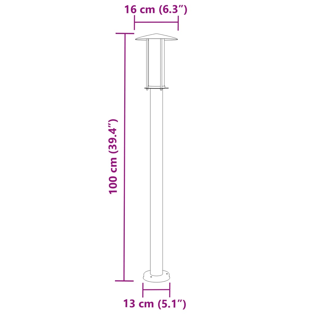 Lampada da Terra per Esterni Argento 100 cm in Acciaio Inox
