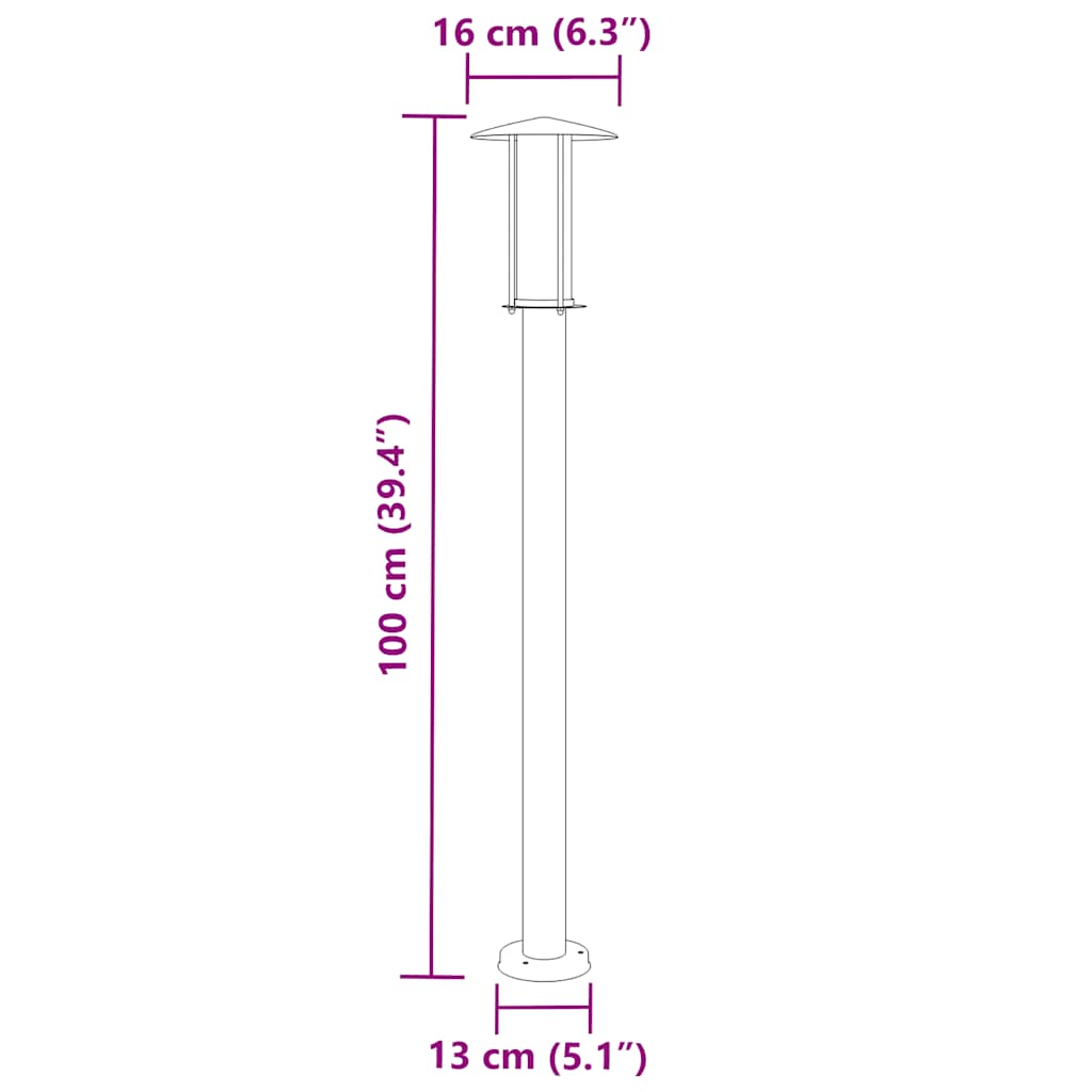 Lampada da Terra per Esterni Argento 100 cm in Acciaio Inox