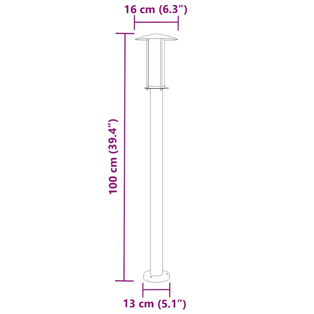 Lampade da Terra per Esterni 3 pz Nere 100 cm in Acciaio Inox