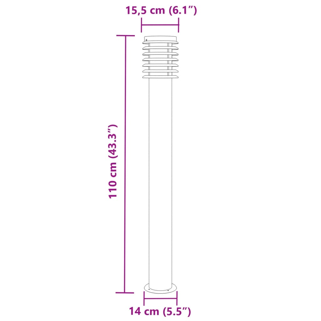 Lampade da Terra per Esterni 3 pz Argento 110cm in Acciaio Inox