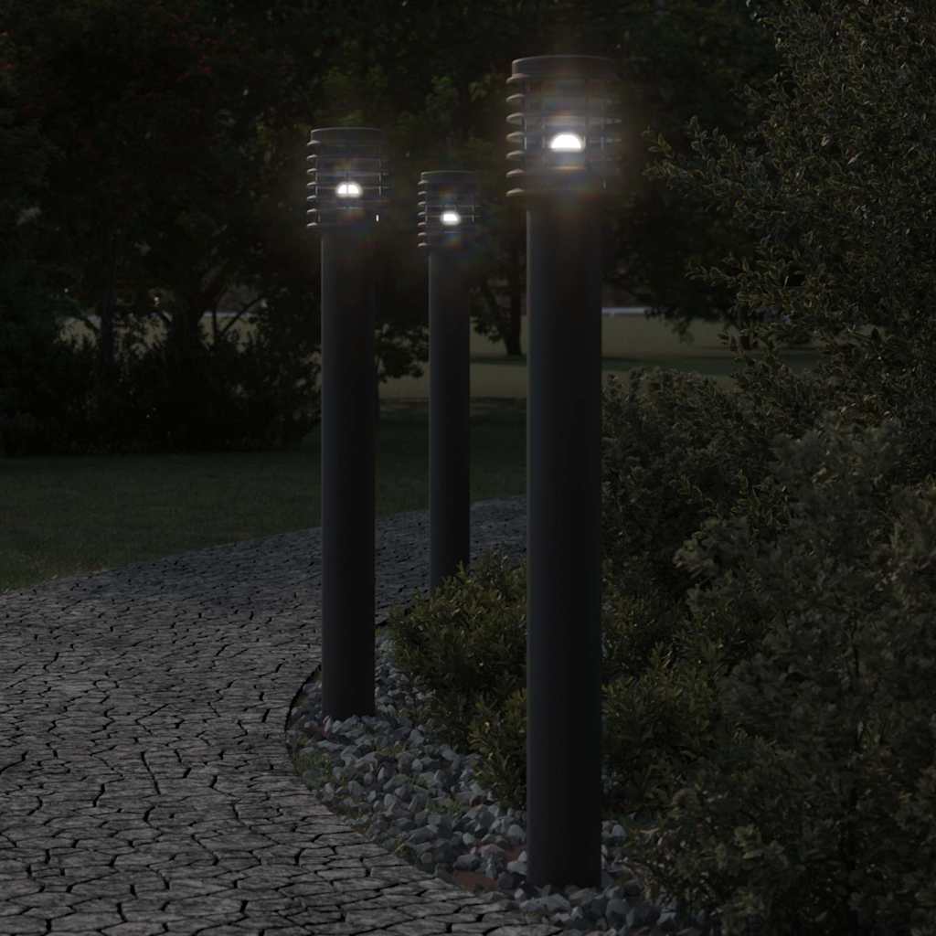 Lampade da Terra per Esterni 3 pz Nere 110 cm in Acciaio Inox