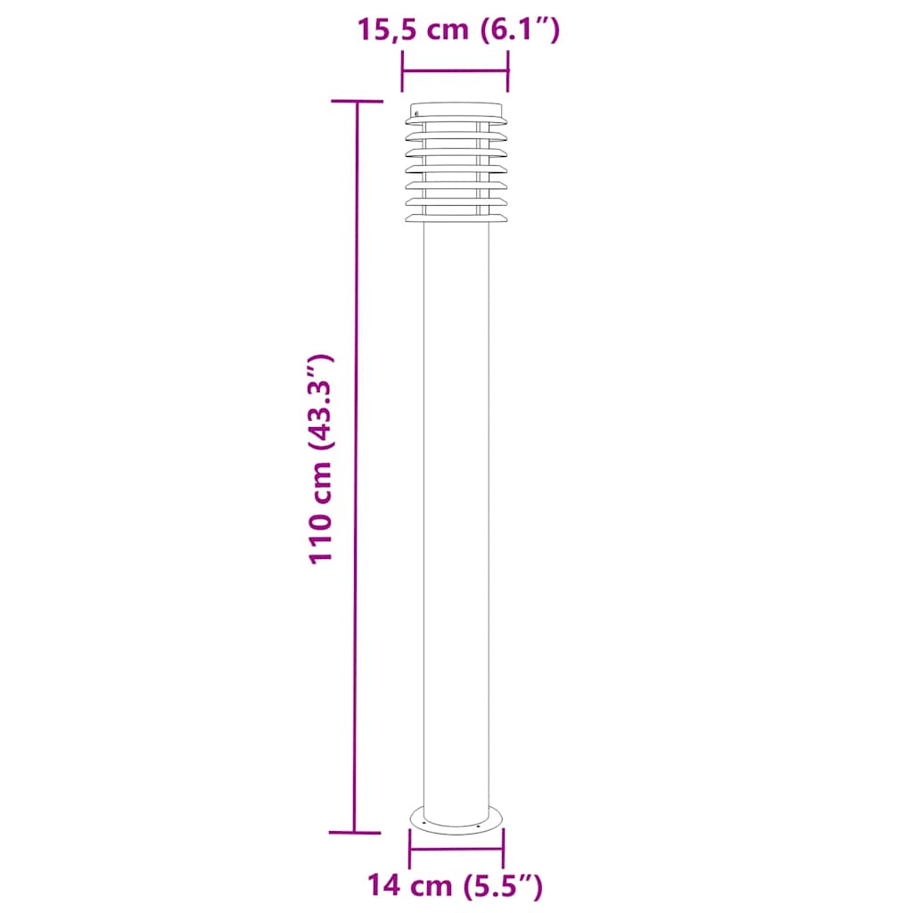 Lampade da Terra per Esterni 3 pz Nere 110 cm in Acciaio Inox