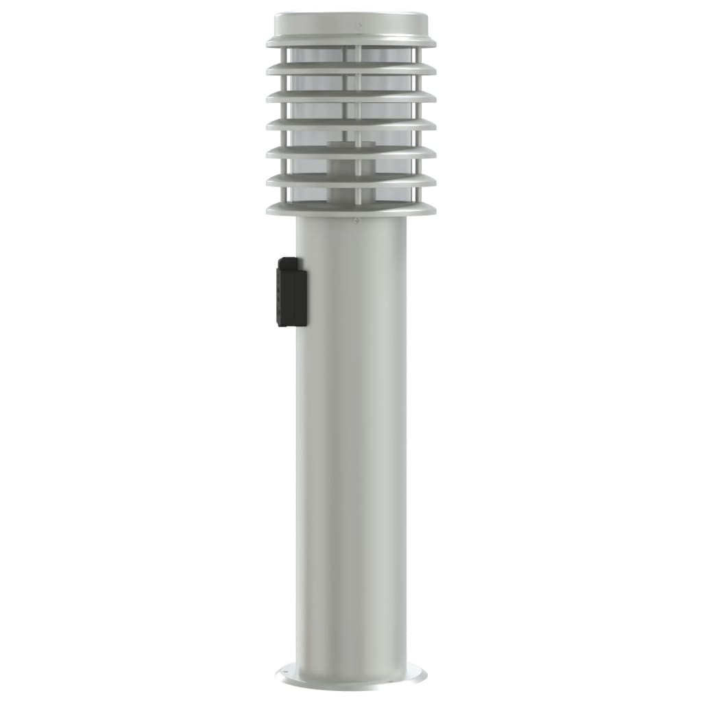 Lampade da Terra Esterni con Presa 3 pz Argento 60 cm Acciaio