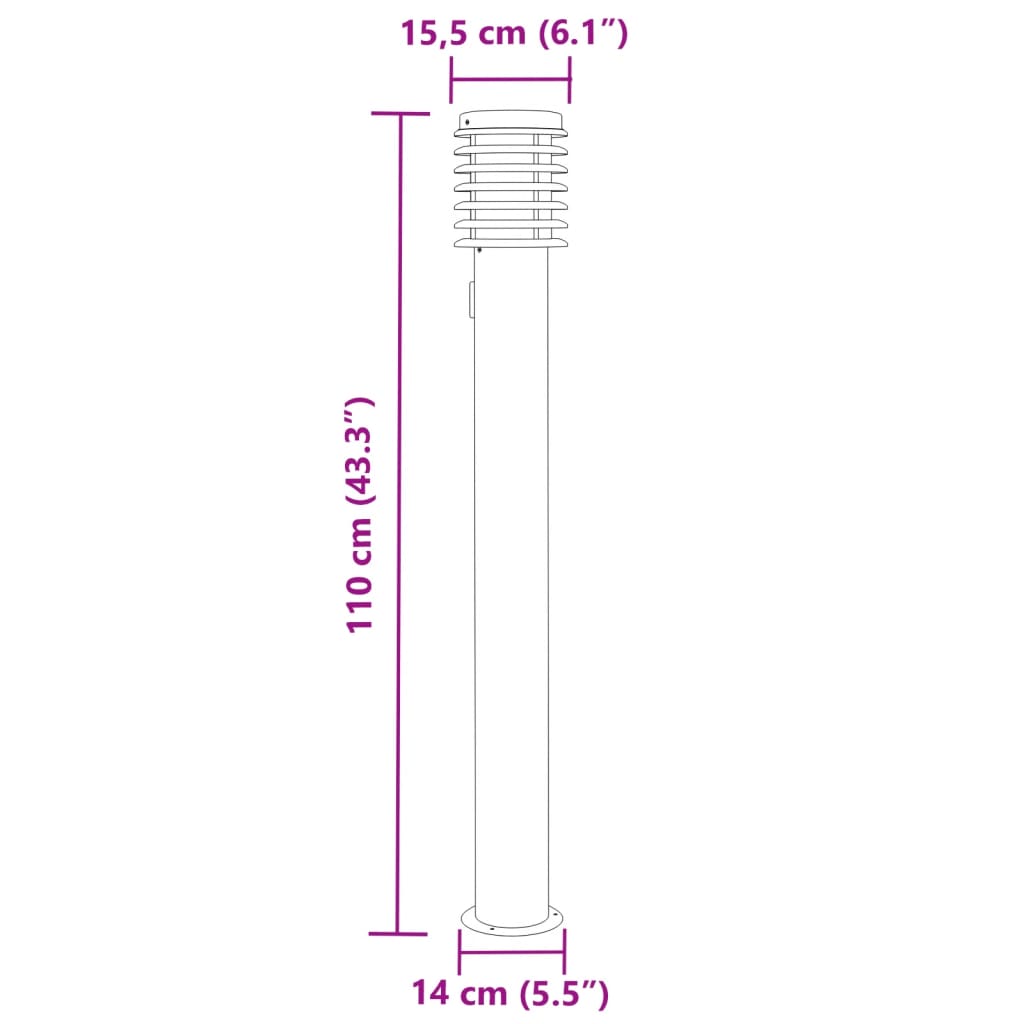 Lampada da Terra per Esterni Presa Argento 110 cm in Acciaio