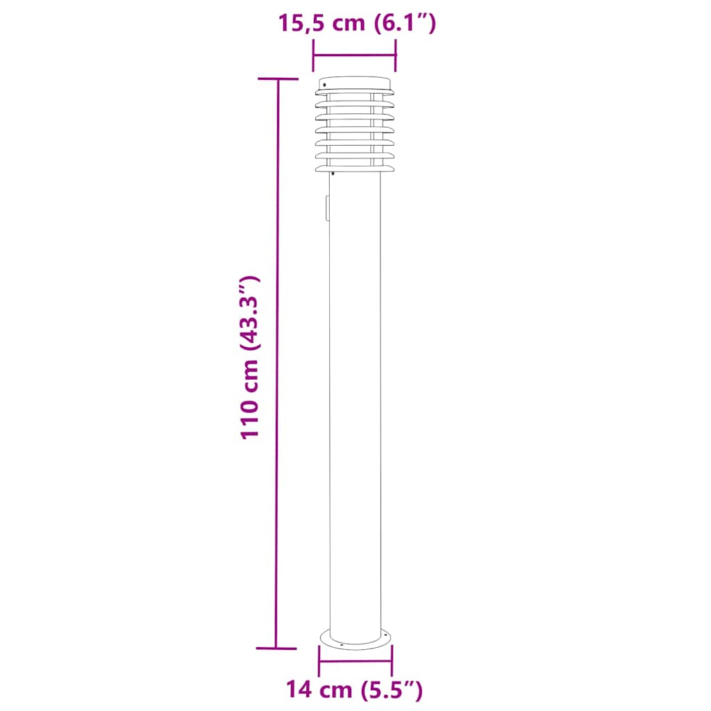 Lampade Terra per Esterni con Presa 3pz Nere 110cm Acciaio Inox
