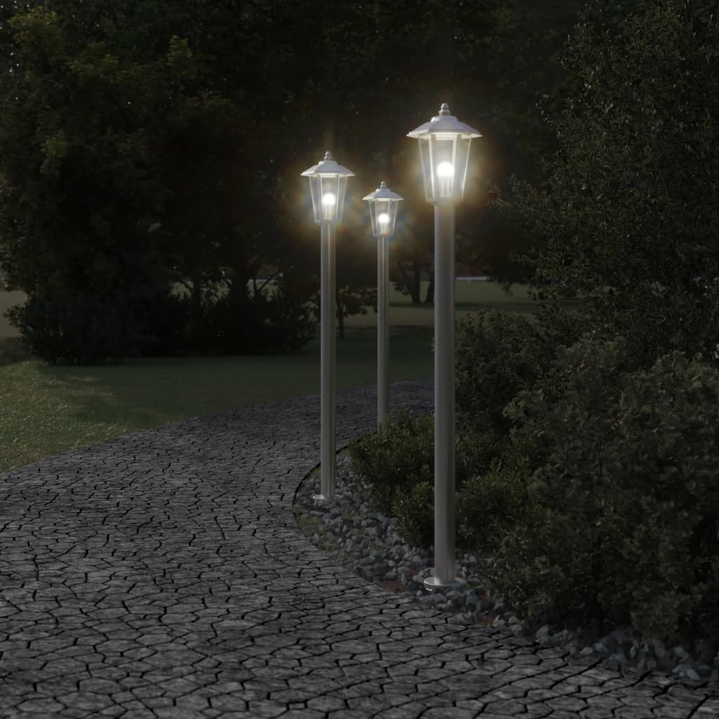 Lampada da Terra per Esterni Argento 120 cm in Acciaio Inox